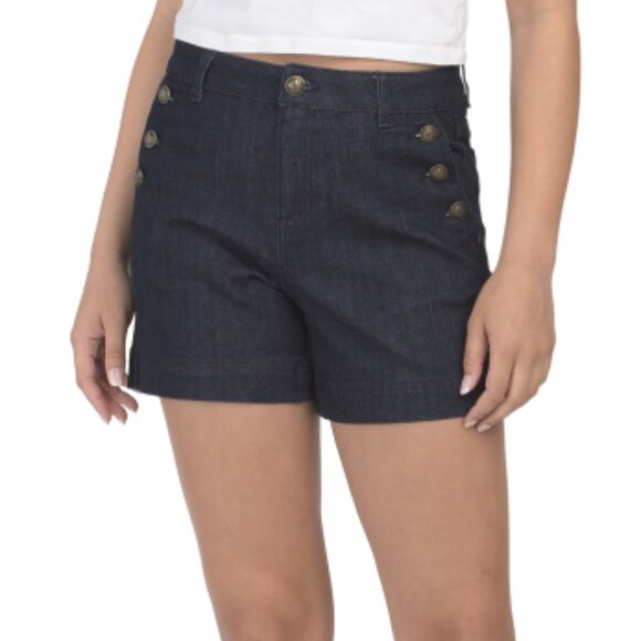 RACHEL ZOE High Waist Recycled Shorts With Sailor Buttons